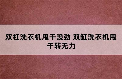 双杠洗衣机甩干没劲 双缸洗衣机甩干转无力